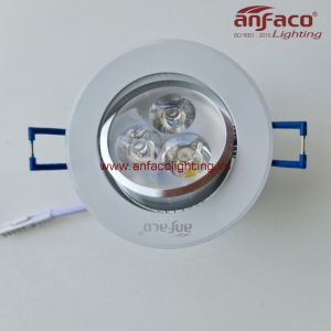 Đèn downlight âm trần xoay góc AFC 510B viền bạc 3W Anfaco