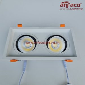 AFC-762/2 Đèn downlight âm trần xoay góc 360° độ Anfaco AFC762/2 đôi vỏ trắng 7W 15W ánh sáng trung tính 4200k, ánh sáng vàng 3200k, ánh sáng trắng 6500k, đổi màu 3 chế độ