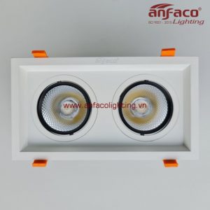 AFC-762/2 Đèn downlight âm trần xoay góc 360° độ Anfaco AFC762/2 đôi vỏ trắng 7W 15W ánh sáng trung tính, ánh sáng vàng, ánh sáng trắng, đổi màu 3 chế độ