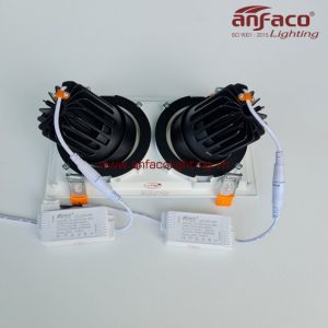 AFC-762/2 Đèn downlight âm trần xoay góc 360° độ Anfaco AFC762/2 đôi vỏ trắng 7W 15W ánh sáng trung tính 4200k, ánh sáng vàng 3200k, ánh sáng trắng 6500k, đổi màu 3 chế độ