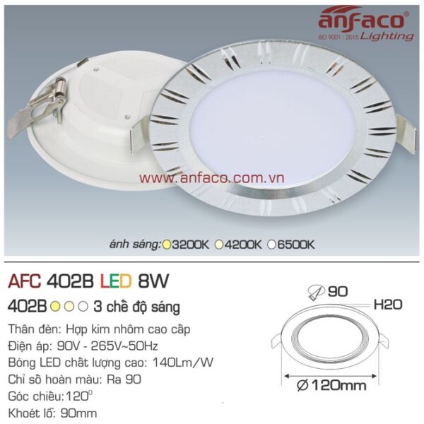 Đèn Anfaco LED downlight âm trần AFC 402B 8W