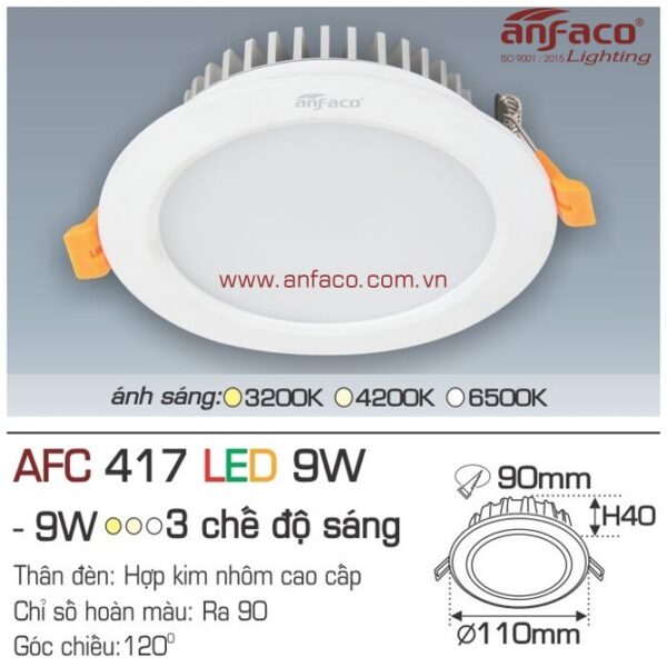 Đèn Anfaco LED downlight âm trần AFC 417-7W