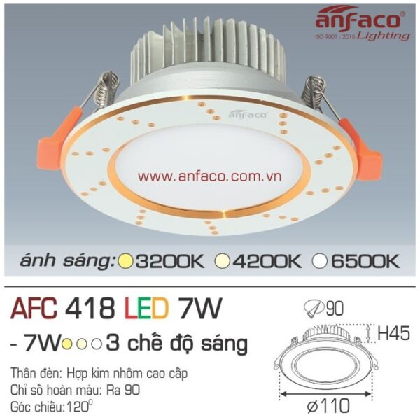 Đèn Anfaco LED downlight âm trần AFC 418-7W