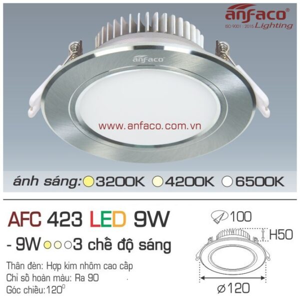 Đèn Anfaco LED downlight âm trần AFC 423-9W