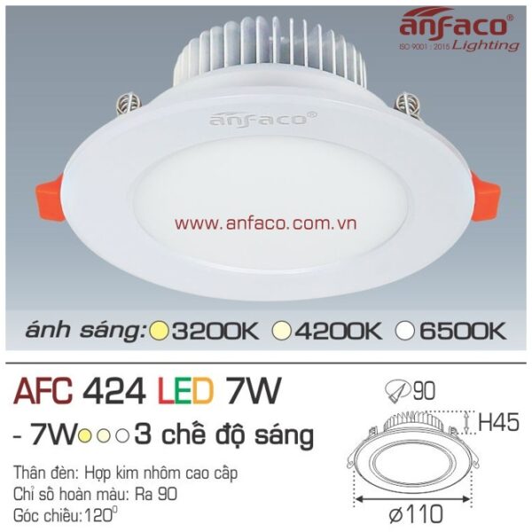 Đèn Anfaco LED downlight âm trần AFC 424-7W