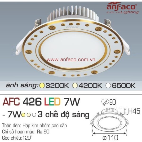 Đèn Anfaco LED downlight âm trần AFC 426-7W