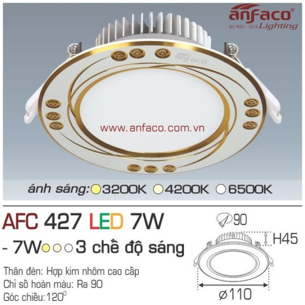 Đèn Anfaco LED downlight âm trần AFC 427-7W