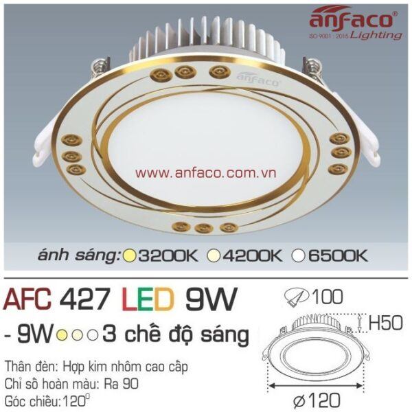 Đèn Anfaco LED downlight âm trần AFC 427-9W