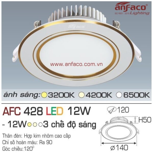 Đèn Anfaco LED downlight âm trần AFC 428-12W