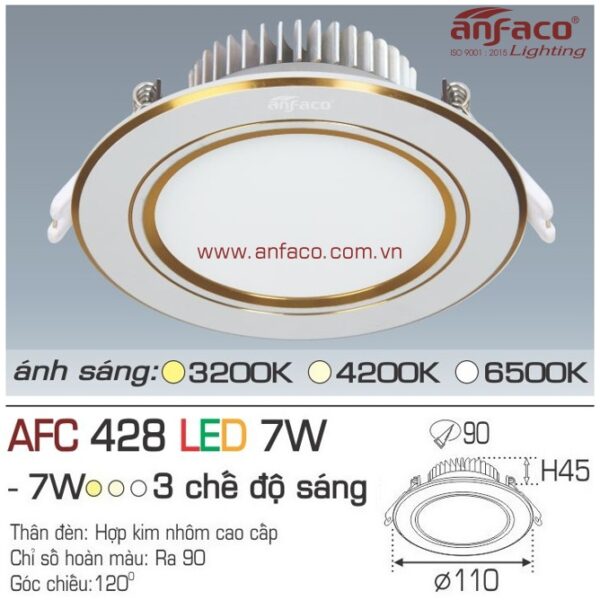 Đèn Anfaco LED downlight âm trần AFC 428-7W