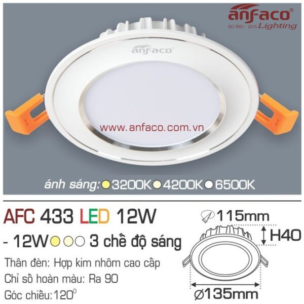 Đèn Anfaco LED downlight âm trần AFC 433-12W