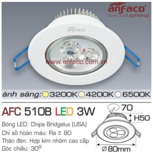 Đèn Anfaco LED downlight âm trần AFC 510B 3W