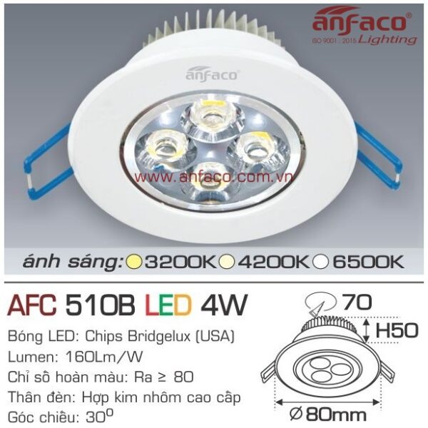 Đèn Anfaco LED downlight âm trần AFC 510B 4W