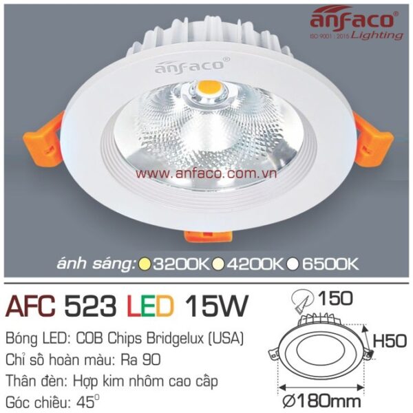 Đèn Anfaco LED downlight âm trần AFC 523-15W