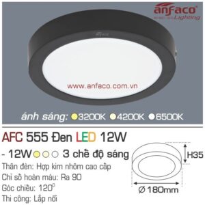 Đèn Anfaco LED panel ốp trần nổi AFC 555 Đen 12W