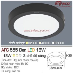 Đèn Anfaco LED panel ốp trần nổi AFC 555 Đen 18W