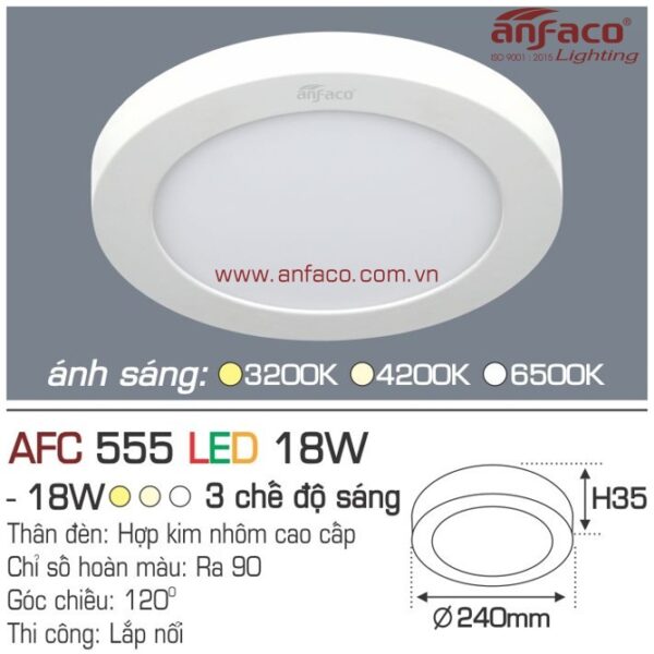 Đèn Anfaco LED panel ốp trần nổi AFC 555-18W