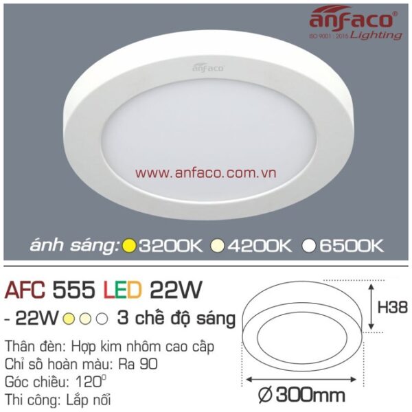 Đèn Anfaco LED panel ốp trần nổi AFC 555-22W