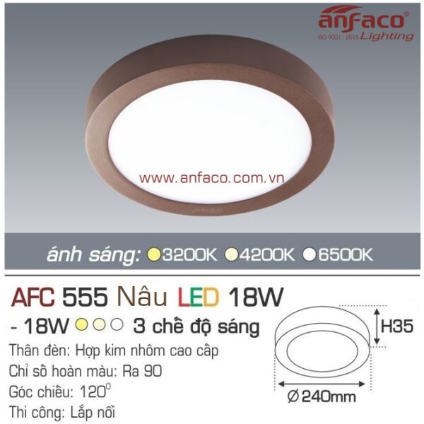 Đèn Anfaco LED panel ốp trần nổi AFC 555 Nâu 18W