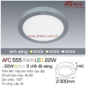 Đèn Anfaco LED panel ốp trần nổi AFC 555 Xám 22W