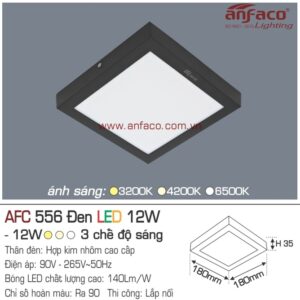 Đèn Anfaco LED panel ốp trần nổi AFC 556 Đen 18W