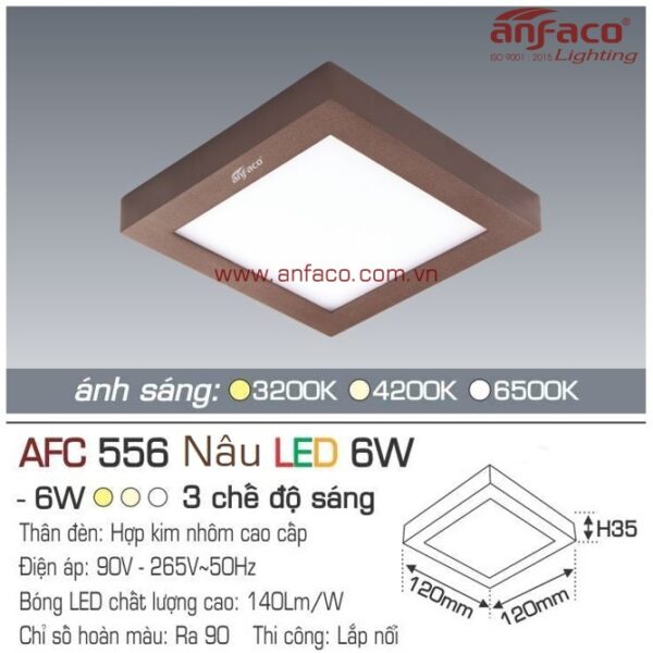 Đèn Anfaco LED panel ốp trần nổi AFC 556 Nâu 6W