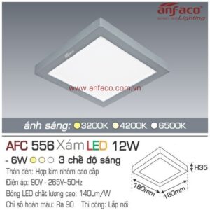 Đèn Anfaco LED panel ốp trần nổi AFC 556 Xám 12W