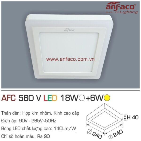 Đèn Anfaco LED panel ốp trần nổi AFC 560V 18W+6W