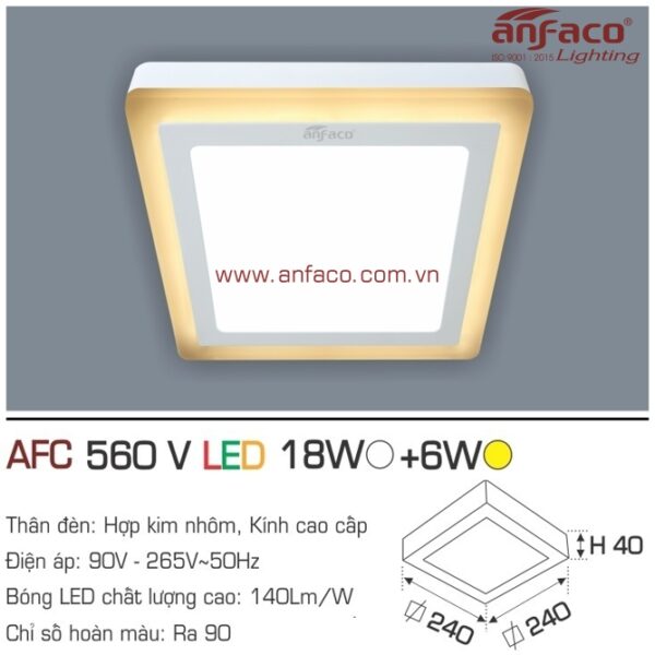 Đèn Anfaco LED panel ốp trần nổi AFC 560V 18W+6W