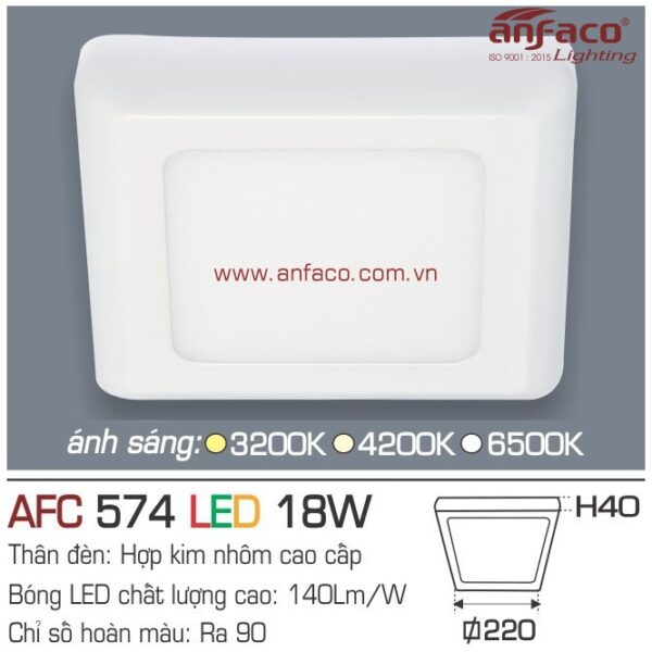 Đèn Anfaco LED panel ốp trần nổi AFC 574-18W