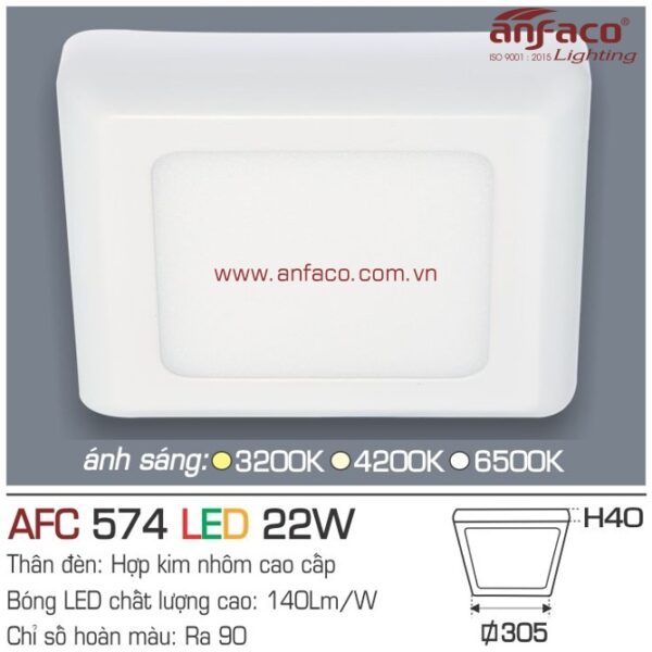 Đèn Anfaco LED panel ốp trần nổi AFC 574-22W