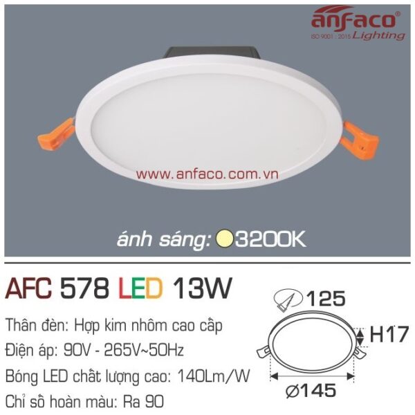 Đèn Anfaco LED downlight âm trần AFC 578-13W