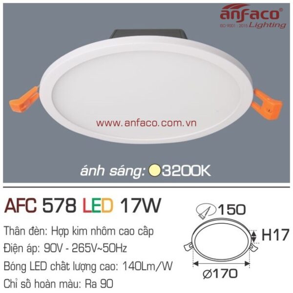 Đèn Anfaco LED downlight âm trần AFC 578-17W