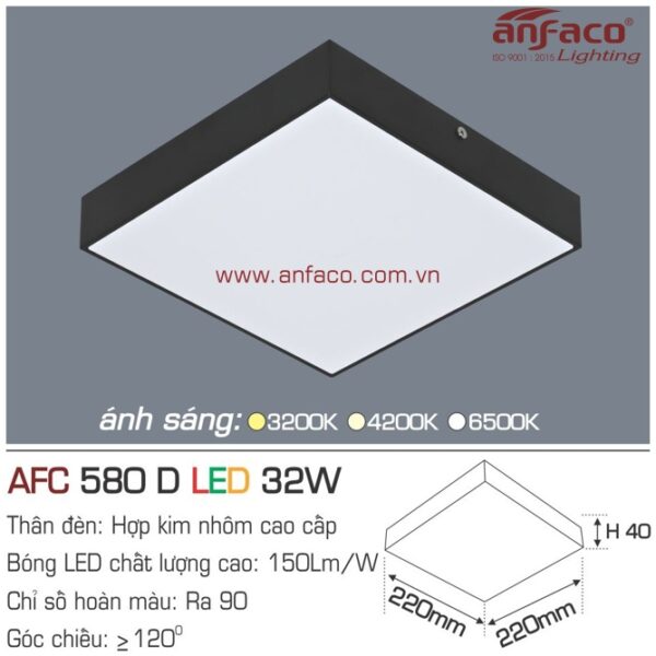 Đèn Anfaco LED panel ốp trần nổi AFC 580D 32W