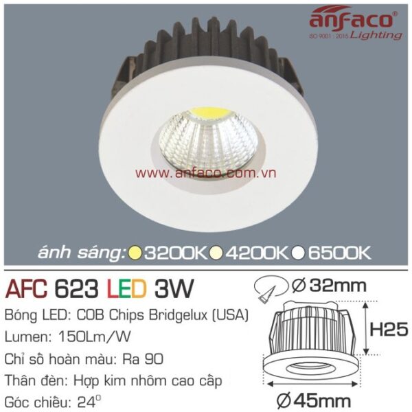 Đèn Anfaco LED downlight âm trần AFC 523-3W