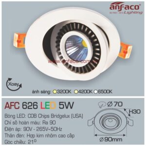 Đèn Anfaco LED downlight âm trần AFC 626-5W