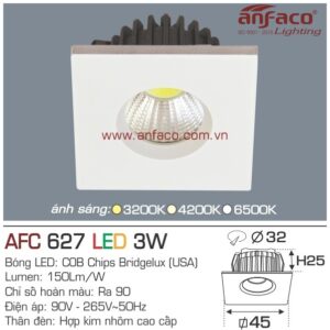 Đèn Anfaco LED downlight âm trần AFC 627-3W