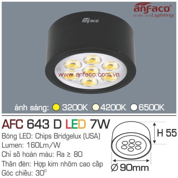 Đèn Anfaco LED downlight nổi AFC 643D 7W