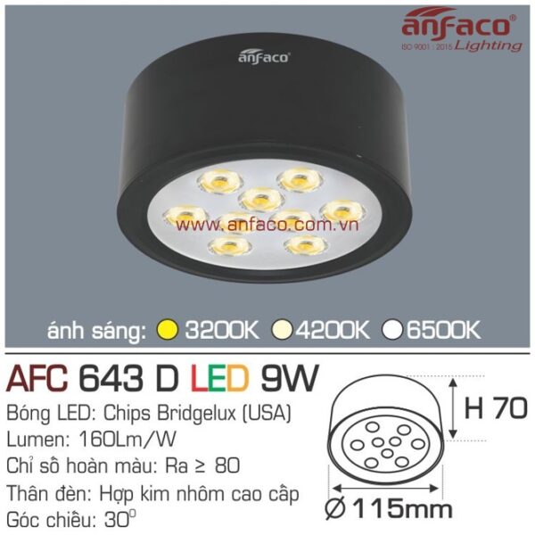 Đèn Anfaco LED downlight nổi AFC 643D 9W