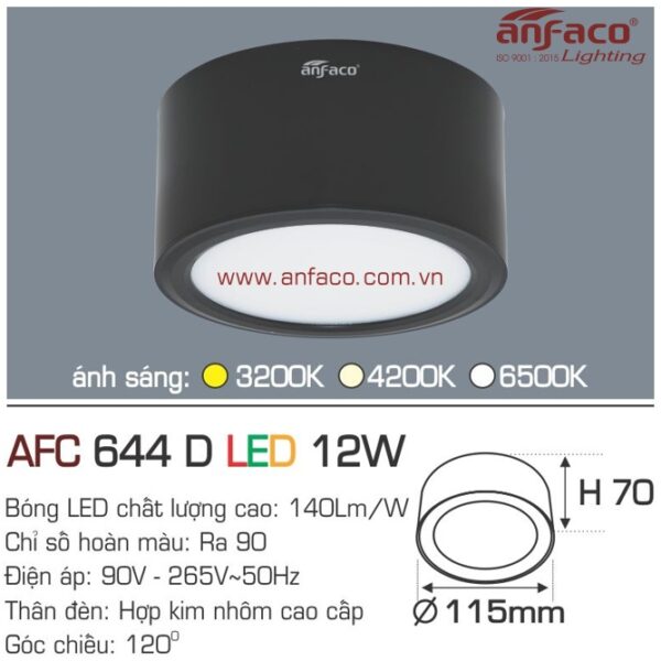 Đèn Anfaco LED downlight nổi AFC 644D 12W