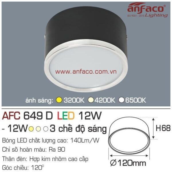 Đèn Anfaco LED downlight nổi AFC 649D 12W