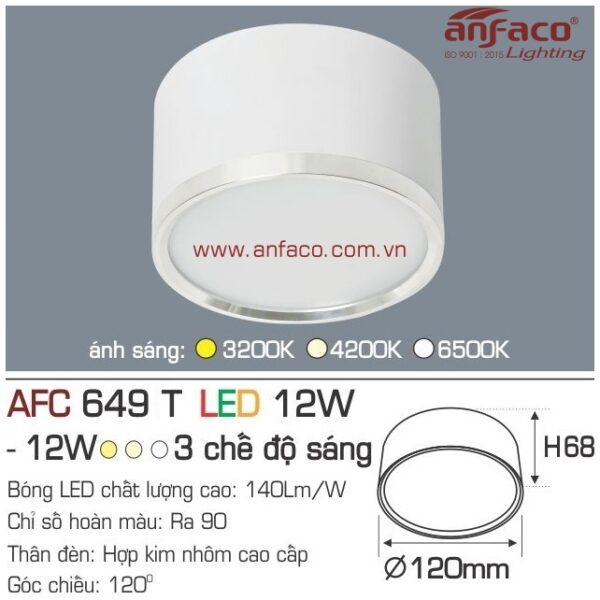 Đèn Anfaco LED downlight nổi AFC 649T 12W