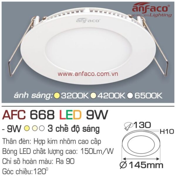 Đèn Anfaco LED panel âm trần AFC 668-9W