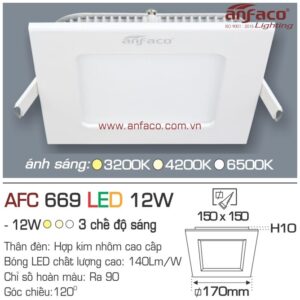 Đèn Anfaco LED panel âm trần AFC 669-12W