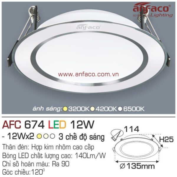 Đèn Anfaco LED downlight âm trần AFC 674-12W