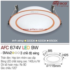 Đèn Anfaco LED downlight âm trần AFC 674V 9W