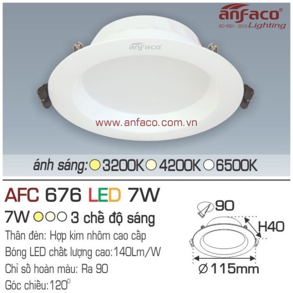 Đèn Anfaco LED downlight âm trần AFC 676-7W