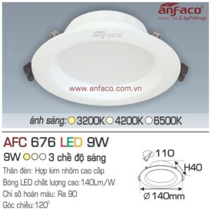 Đèn Anfaco LED downlight âm trần AFC 676-9W