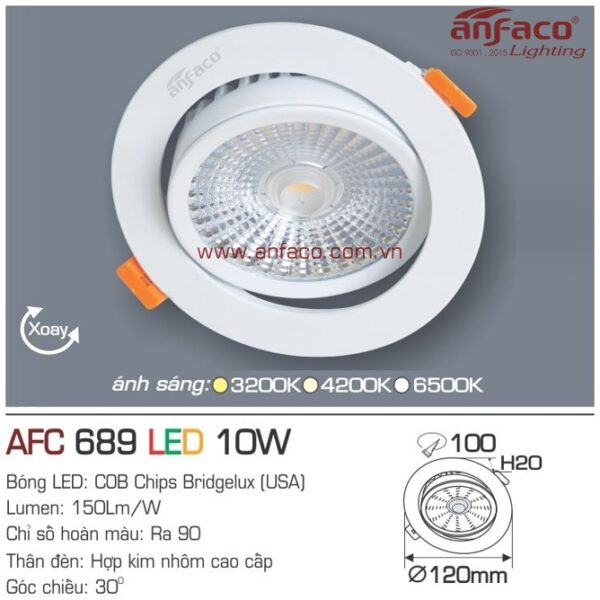 Đèn Anfaco LED downlight âm trần AFC 689-10W