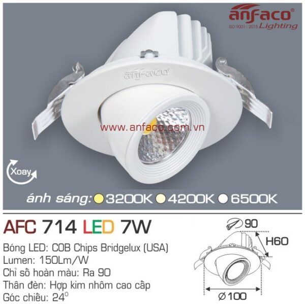 Đèn Anfaco LED downlight âm trần AFC 714-7W